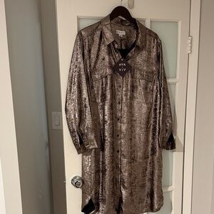 Ava & Viv Shiny Bronze Shirt Dress new without tags tags. Size 1X